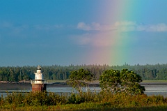 Rainbow Lighting Around Lubec Channel Lighthouse